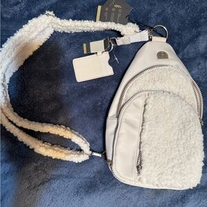House of Harlow 1960 Cream Shearling Backpack
